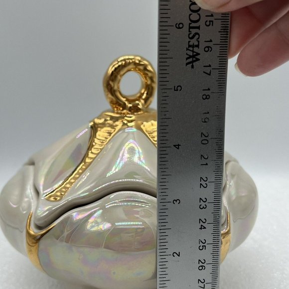 Holley Rose Iridescent 22K Gold Accent Footed Candy  Jar Trinket Read - Picture 8 of 10
